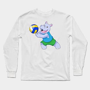 Hippo as Volleyball player with Volleyball Long Sleeve T-Shirt